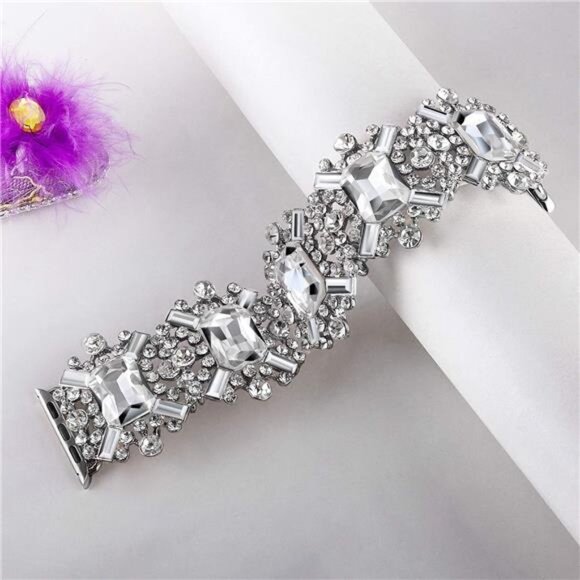 Bling Bands Compatible with Apple Watch Band, Diamond Rhinestone Metal Wristband - Picture 6 of 8
